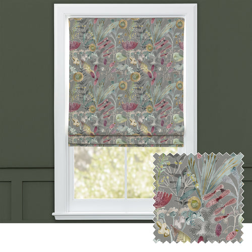 Floral Grey M2M - Maizey Printed Cotton Made to Measure Roman Blinds Granite Voyage Maison