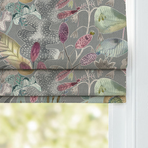 Floral Grey M2M - Maizey Printed Cotton Made to Measure Roman Blinds Granite Voyage Maison