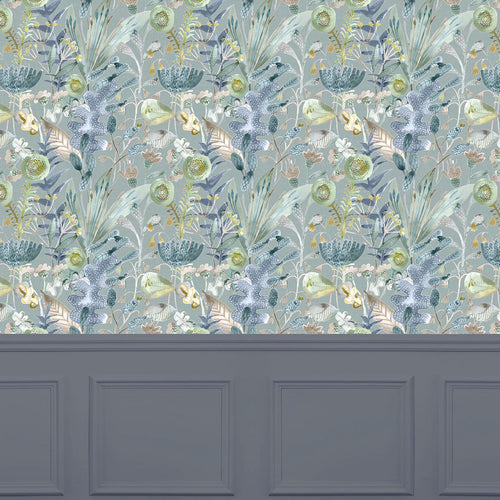 Floral Blue Wallpaper - Maizey  1.4m Wide Width Wallpaper (By The Metre) Cornflower Voyage Maison