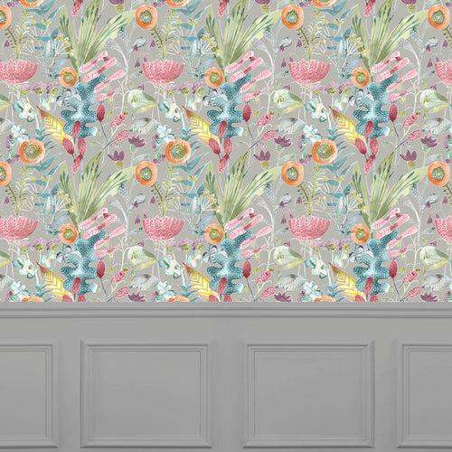 Floral Multi Wallpaper - Maizey  1.4m Wide Width Wallpaper (By The Metre) Persimmon Voyage Maison