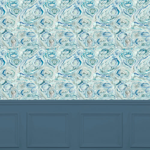 Abstract Blue Wallpaper - Malachite  1.4m Wide Width Wallpaper (By The Metre) Cobalt Voyage Maison