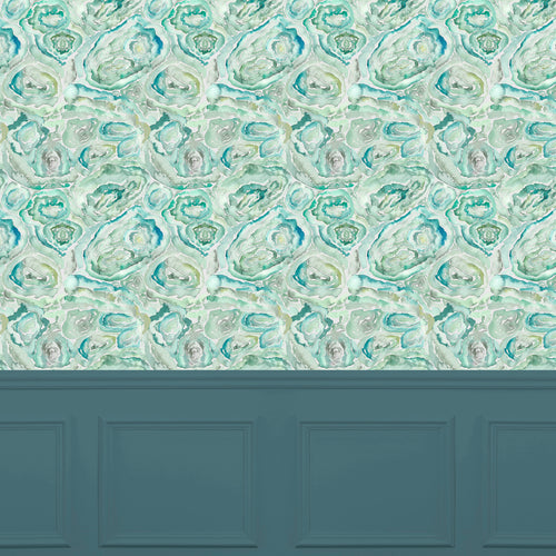 Abstract Green Wallpaper - Malachite  1.4m Wide Width Wallpaper (By The Metre) Emerald Voyage Maison