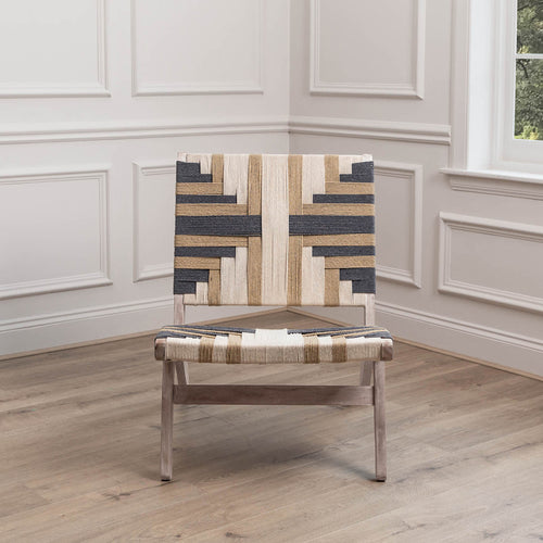 Geometric Grey Furniture - Manali Mango Wood Chair Greywash Voyage Maison