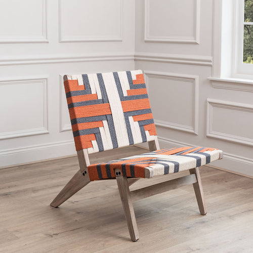 Geometric Orange Furniture - Manali Mango Wood Chair Orange Voyage Maison