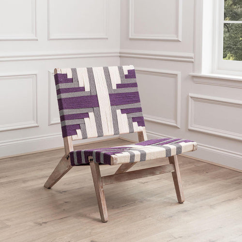 Geometric Purple Furniture - Manali Mango Wood Chair Plum Voyage Maison