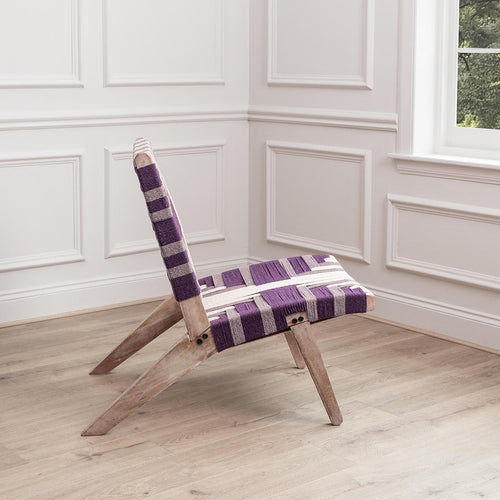 Geometric Purple Furniture - Manali Mango Wood Chair Plum Voyage Maison