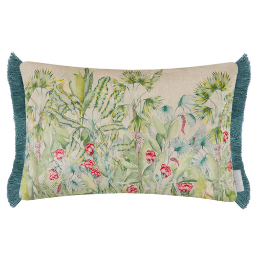 Jungle Green Cushions - Mangrove Printed Velvet Feather Filled Cushions Green Voyage Maison