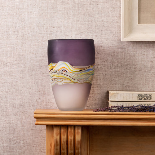 Purple Glassware - Marcellus Frosted Vase Amethyst Voyage Maison