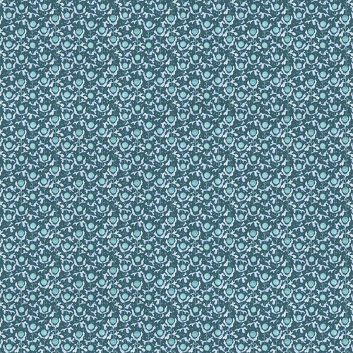 Floral Blue Fabric - Mariani Printed Cotton Fabric (By The Metre) Teal Voyage Maison