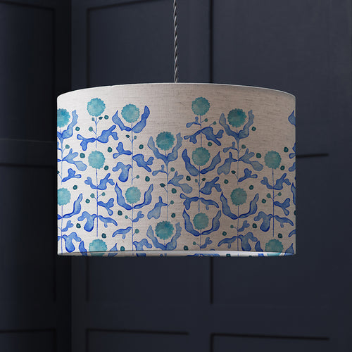 Abstract Blue Lighting - Mariani Eva Printed Lamp Shade Cobalt Voyage Maison