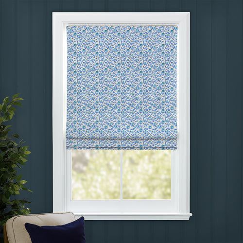 Floral Blue M2M - Mariani Printed Cotton Made to Measure Roman Blinds Cobalt Voyage Maison