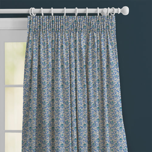 Floral Blue M2M - Mariani Printed Cotton Made to Measure Curtains Cobalt Voyage Maison