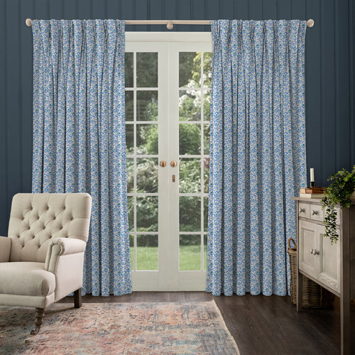 Floral Blue M2M - Mariani Printed Cotton Made to Measure Curtains Cobalt Voyage Maison