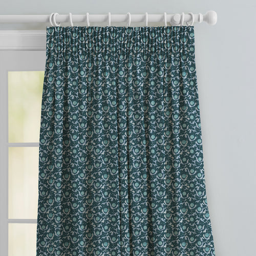 Floral Blue M2M - Mariani Printed Cotton Made to Measure Curtains Teal Voyage Maison