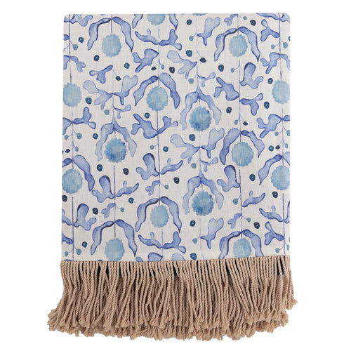 Abstract Blue Throws - Mariani Printed Fringe Throw Cobalt Voyage Maison