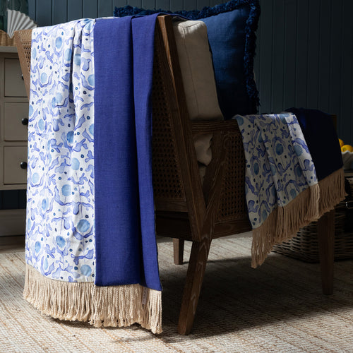 Mariani Printed Fringe Throw Cobalt