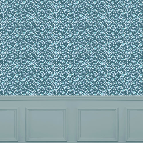 Abstract Blue Wallpaper - Mariani  1.4m Wide Width Wallpaper (By The Metre) Teal Voyage Maison