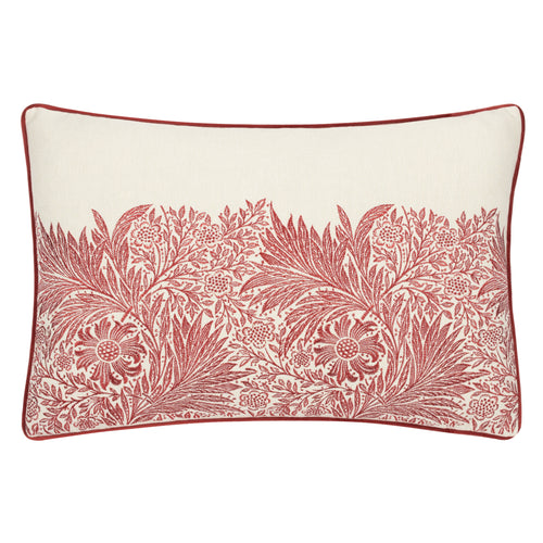 Floral Red Cushions - Marigold Embroidered Feather Rich Filled Cushion Russet Morris & Co