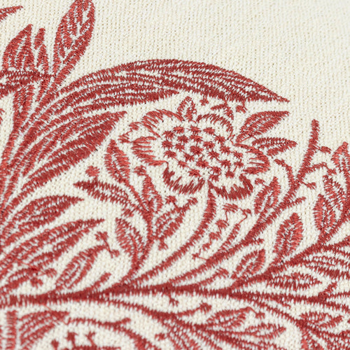 Floral Red Cushions - Marigold Embroidered Feather Rich Filled Cushion Russet Morris & Co