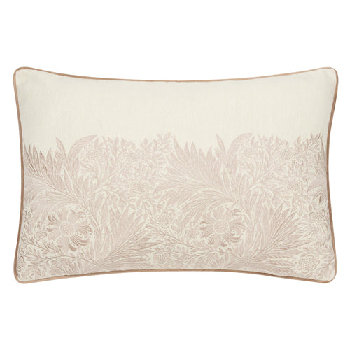 Floral White Cushions - Marigold Embroidered Feather Rich Filled Cushion Stone Morris & Co