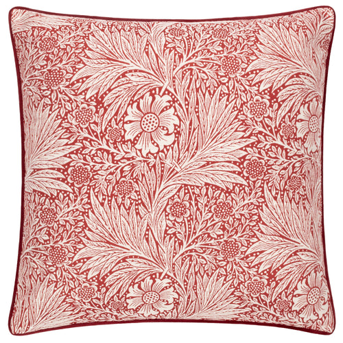 Floral Red Cushions - Marigold Piped Jacquard Feather Rich Filled Cushion Russet Morris & Co