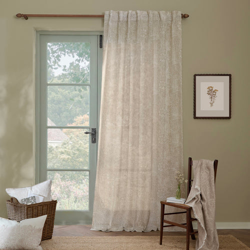 Damask Multi Curtains - Marigold Sheer Curtain Panel Linen Morris & Co