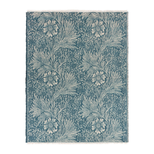 Floral Blue Throws - Marigold Jacquard Throw Indigo Morris & Co