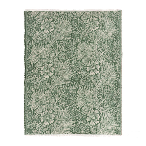 Floral Green Throws - Marigold Jacquard Throw Green Morris & Co