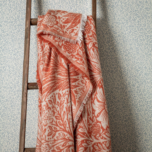 Floral Orange Throws - Marigold Jacquard Throw Russet Morris & Co