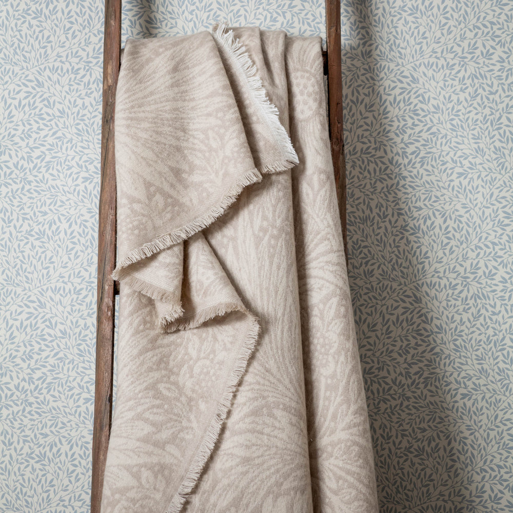 Marigold Beige Jacquard Throw | Stone Throws | Morris & Co