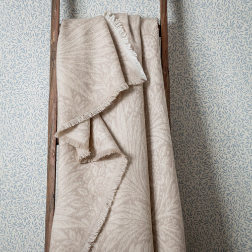 Floral Beige Throws - Marigold Jacquard Throw Stone Morris & Co
