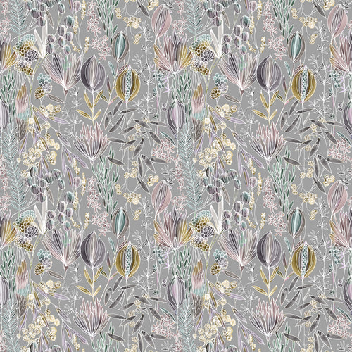 Floral Grey Fabric - Masina Printed Cotton Fabric (By The Metre) Dawn Voyage Maison