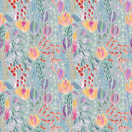 Floral Blue Fabric - Masina Printed Cotton Fabric (By The Metre) Robins Egg Voyage Maison