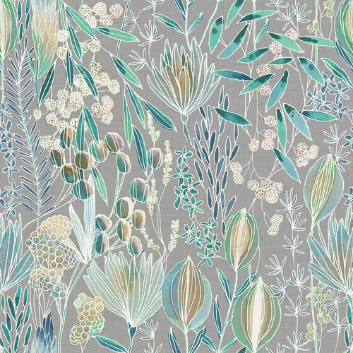Floral Blue Fabric - Masina Printed Cotton Fabric (By The Metre) Mineral Voyage Maison