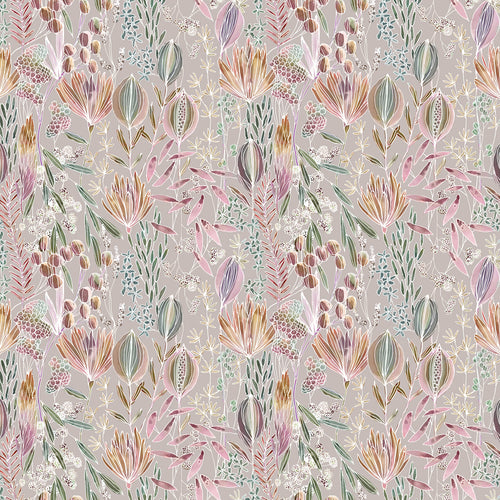 Floral Beige Fabric - Masina Printed Cotton Fabric (By The Metre) Sandstone Voyage Maison