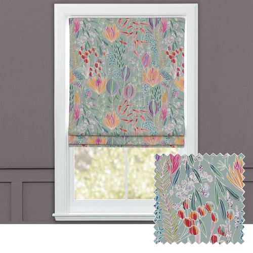Floral Blue M2M - Masina Printed Cotton Made to Measure Roman Blinds Robins Egg Voyage Maison