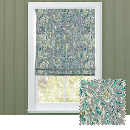 Floral Blue M2M - Masina Printed Cotton Made to Measure Roman Blinds Mineral Voyage Maison