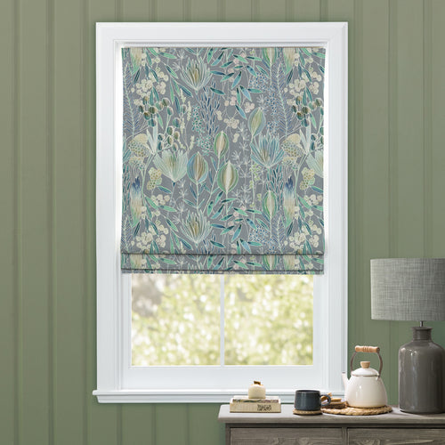Floral Blue M2M - Masina Printed Cotton Made to Measure Roman Blinds Mineral Voyage Maison