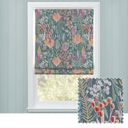 Floral Blue M2M - Masina Printed Cotton Made to Measure Roman Blinds Papaya Voyage Maison