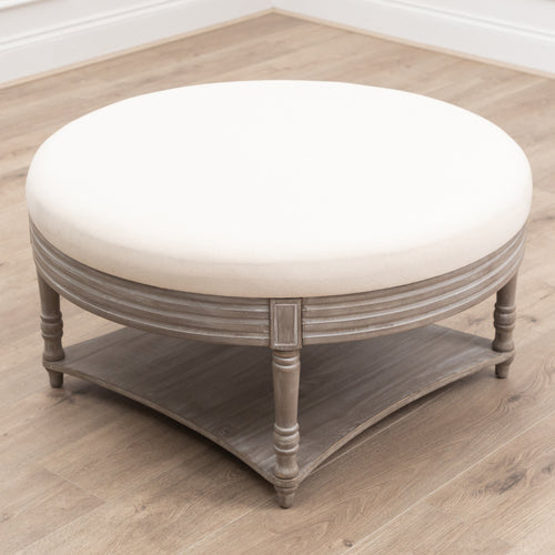 Plain Cream Furniture - Maurice Storage Footstool Stone Voyage Maison