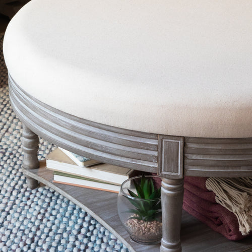 Plain Cream Furniture - Maurice Storage Footstool Stone Voyage Maison