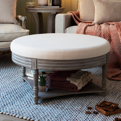 Plain Cream Furniture - Maurice Storage Footstool Stone Voyage Maison