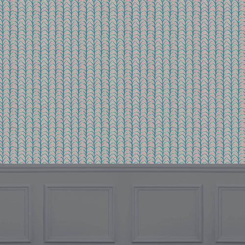Floral Blue Wallpaper - Mawar  1.4m Wide Width Wallpaper (By The Metre) Pomegranate Voyage Maison