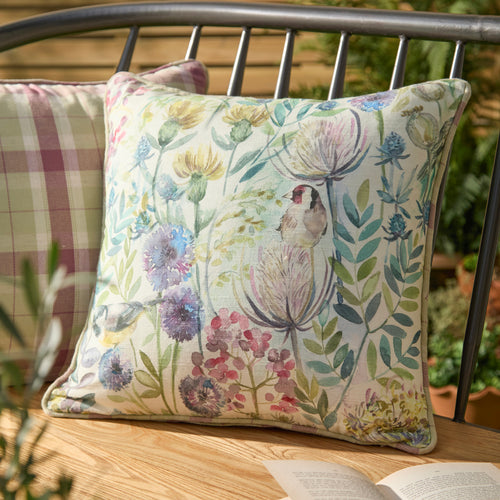 Floral Purple Cushions - Morning Chorus Outdoor Reversible Polyester Filled Cushion Elderberry Voyage Maison