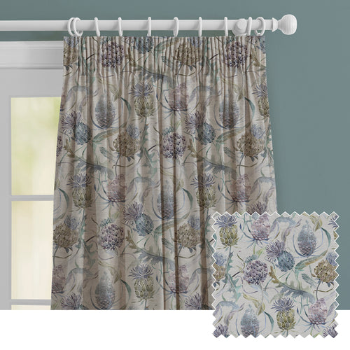 Floral Blue M2M - Meadwell Velvet Printed Made to Measure Curtains Periwinkle Voyage Maison