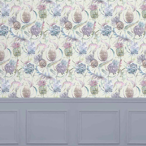 Floral Pink Wallpaper - Meadwell  1.4m Wide Width Wallpaper (By The Metre) Loganberry Voyage Maison