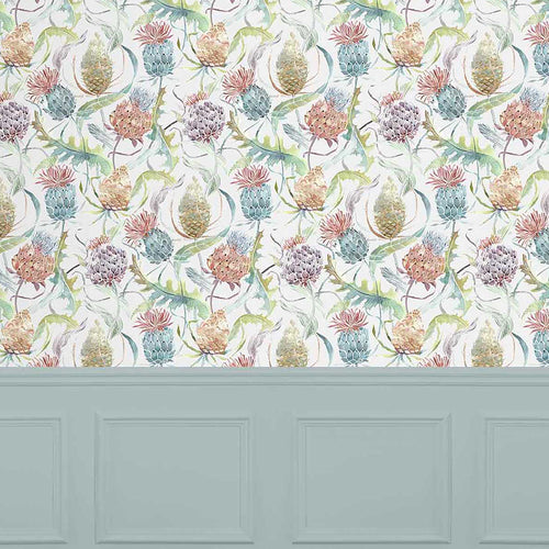 Floral Multi Wallpaper - Meadwell  1.4m Wide Width Wallpaper (By The Metre) Pomegranate Voyage Maison