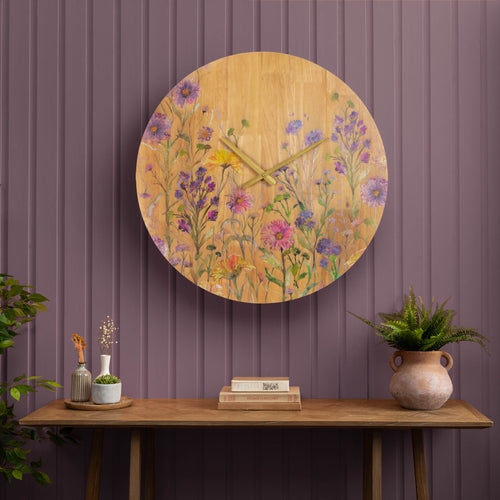 Medmerry Printed Wooden Clock Honey Oak