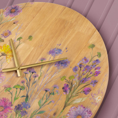 Medmerry Printed Wooden Clock Honey Oak