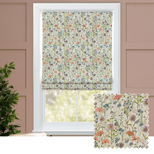 Floral Multi M2M - Medmerry Printed Cotton Made to Measure Roman Blinds Apricot Voyage Maison